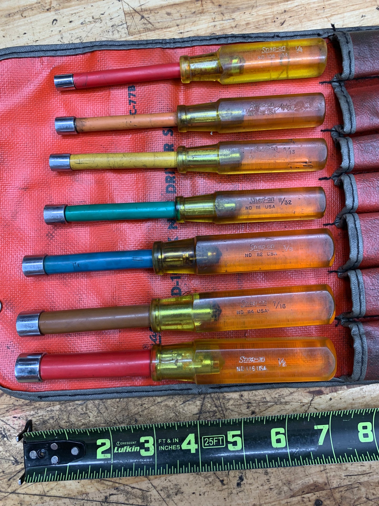 Snap On Vintage SAE Nut Driver Set 7pc. USA ND-1070K