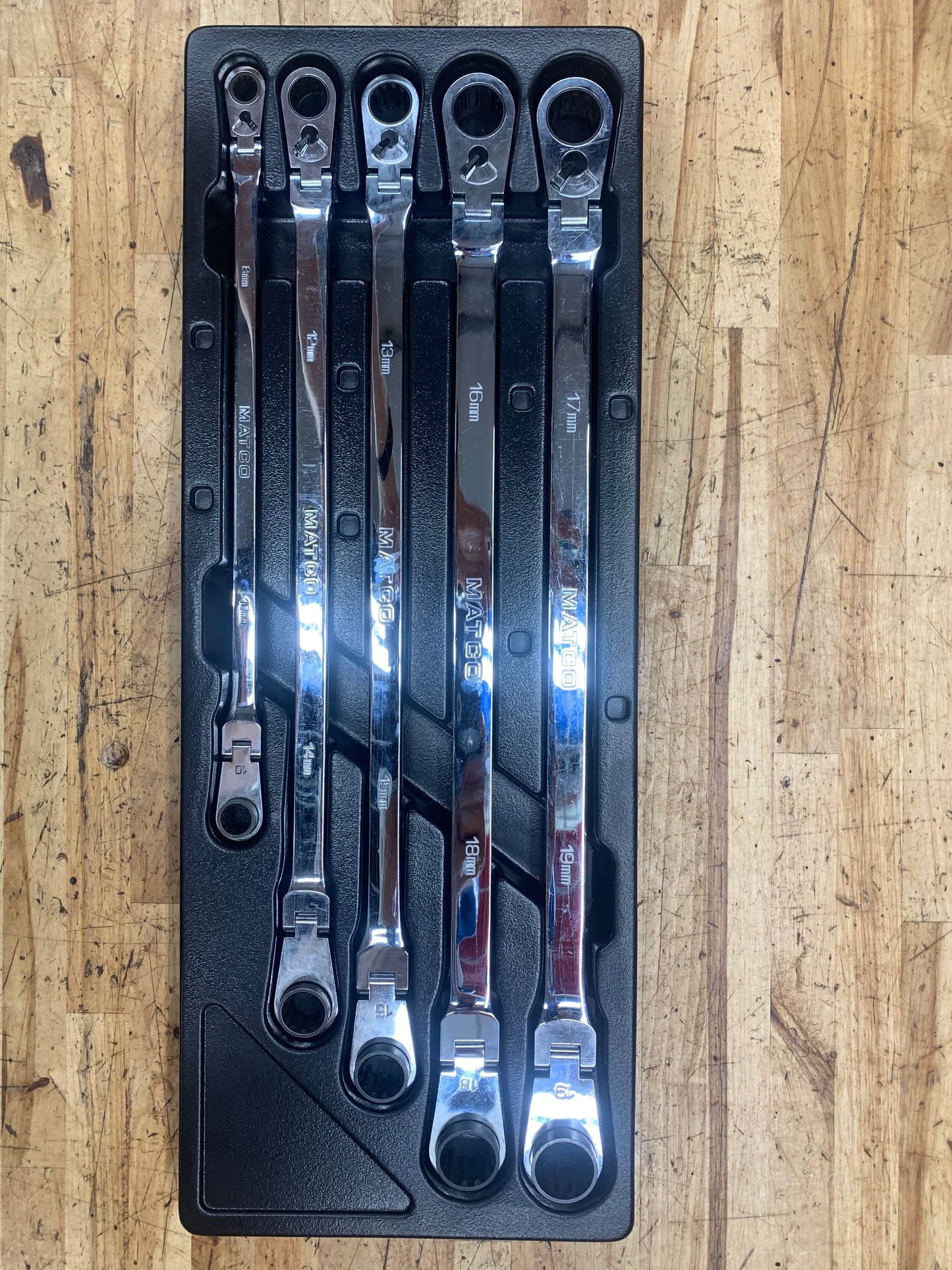Matco Metric Long Ratcheting Flex Head Wrench Set 5pc SRFBXLM52TA