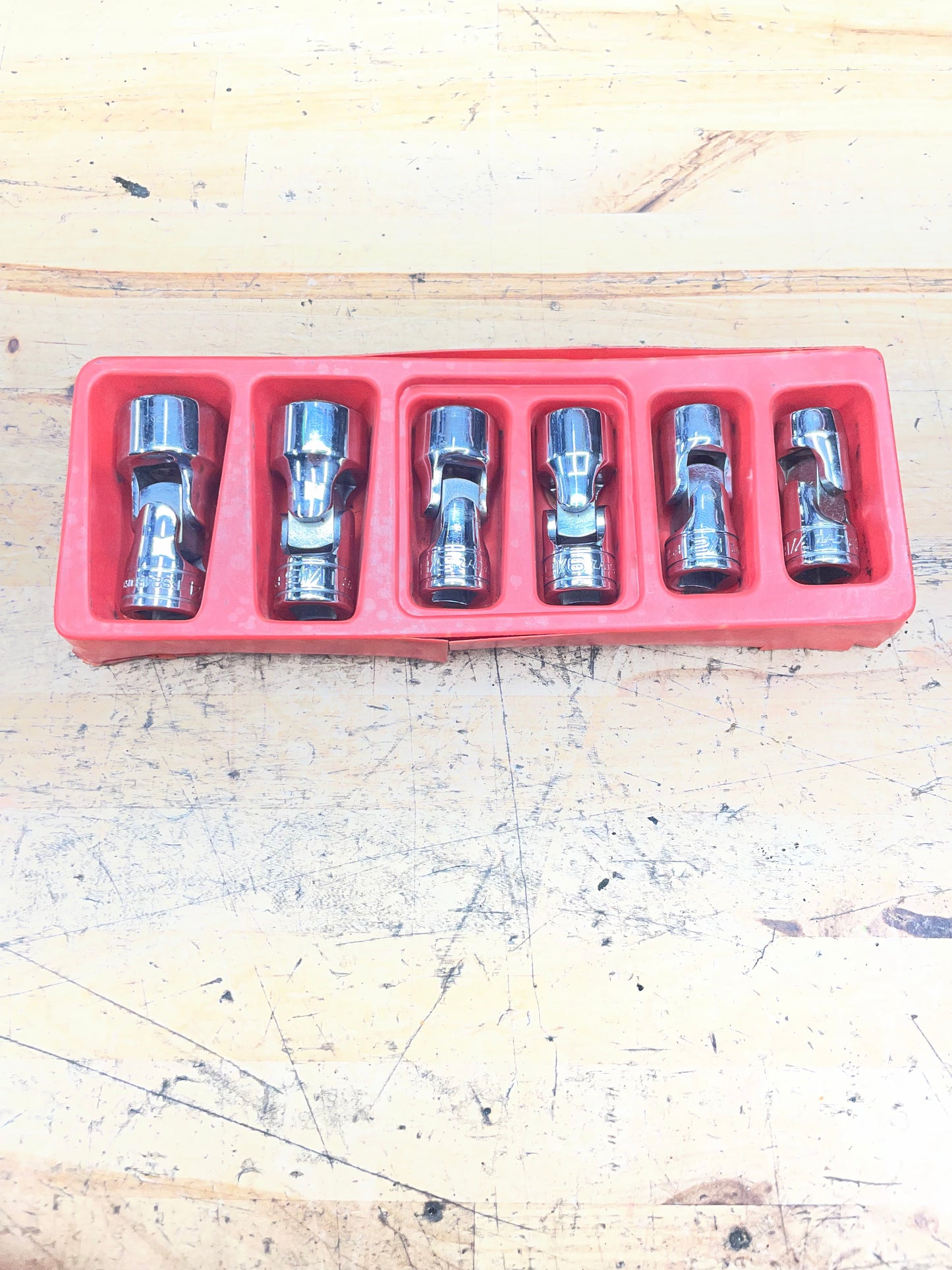 Snap On 3/8” SAE Universal Swivel Chrome Socket Set 6pc USA 206AFSA