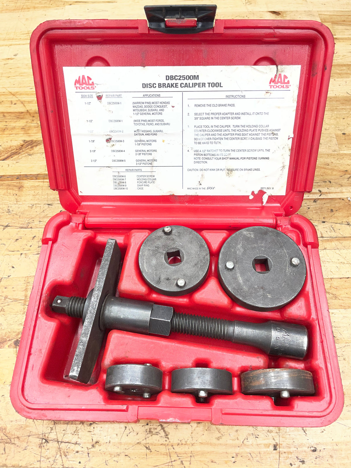 Mac Tools Disc Brake Caliper Compress Set USA DBC2500M