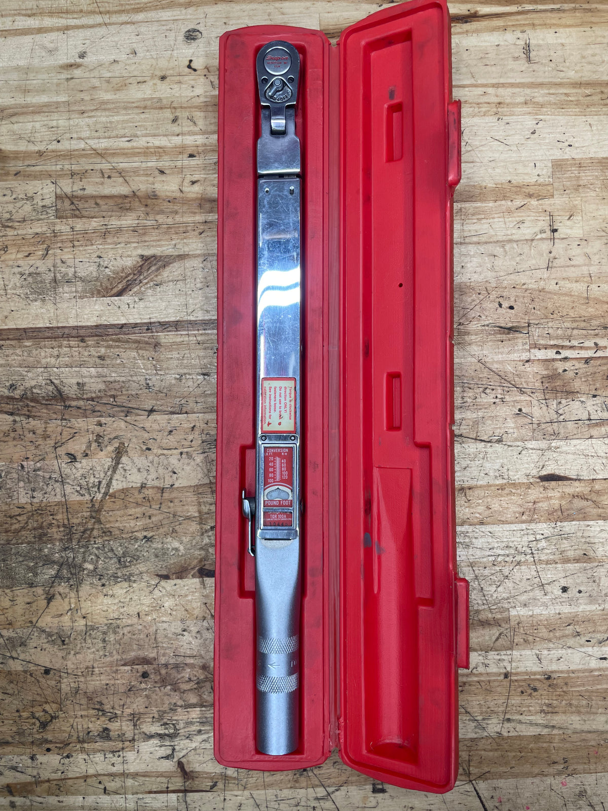 Snap On 1/2” Torque Wrench 20-100 ft lb. Click Style USA TQR100A