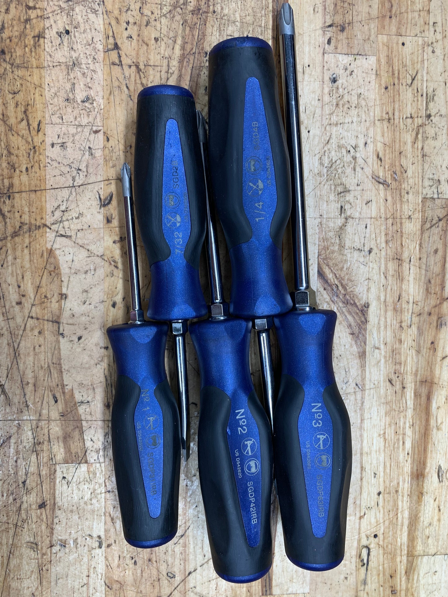 Snap On Power Blue Instinct Screwdriver Set 5pc Phillips/Flathead USA