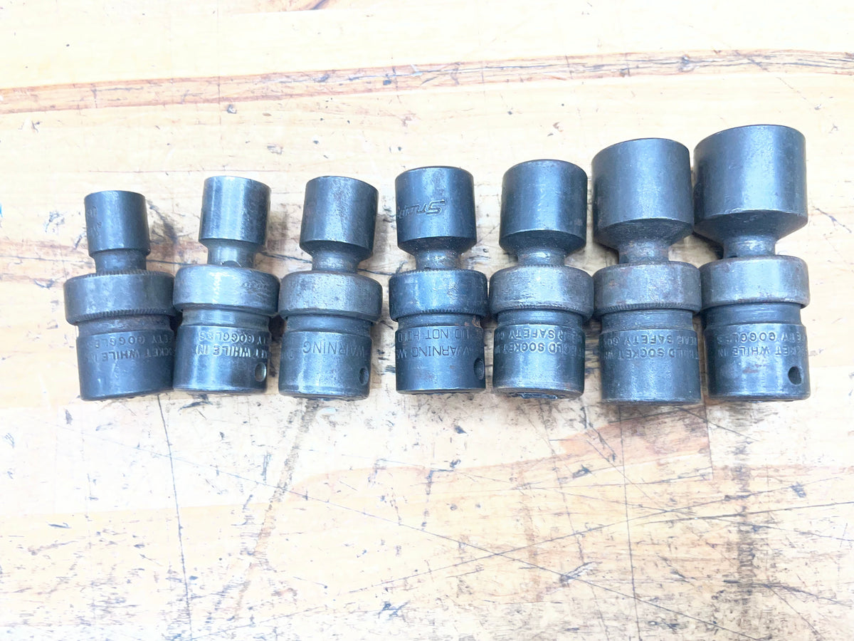 Snap On 3/8” SAE Impact Swivel Universal Impact Socket Set 3/8”-3/4” USA 207IPF