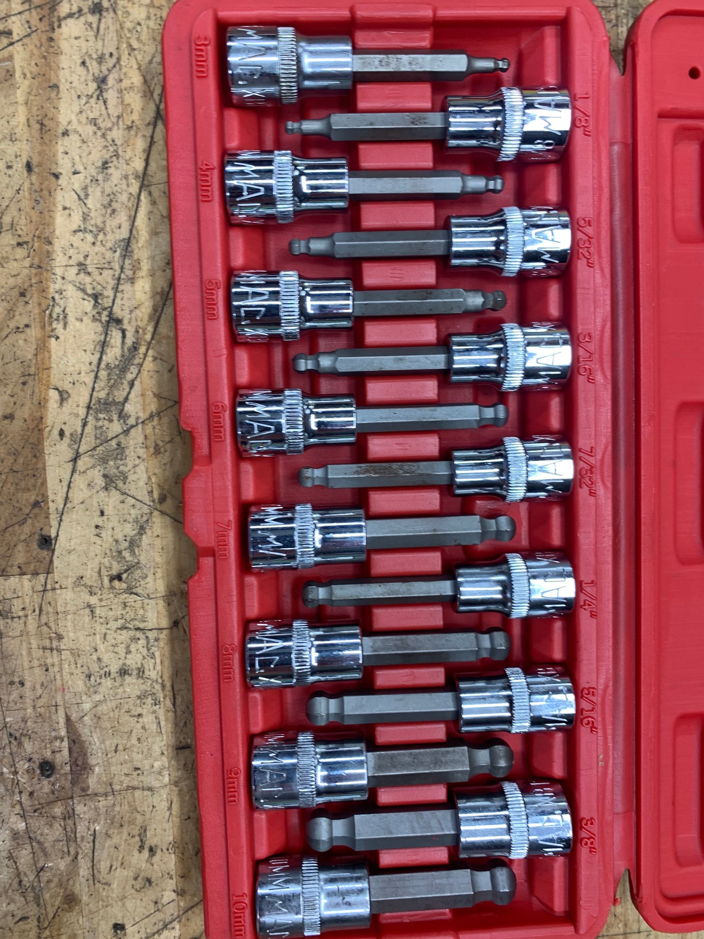 Mac Tools Ball End Hex Bit Socket Set SAE/Metric SXAB15B