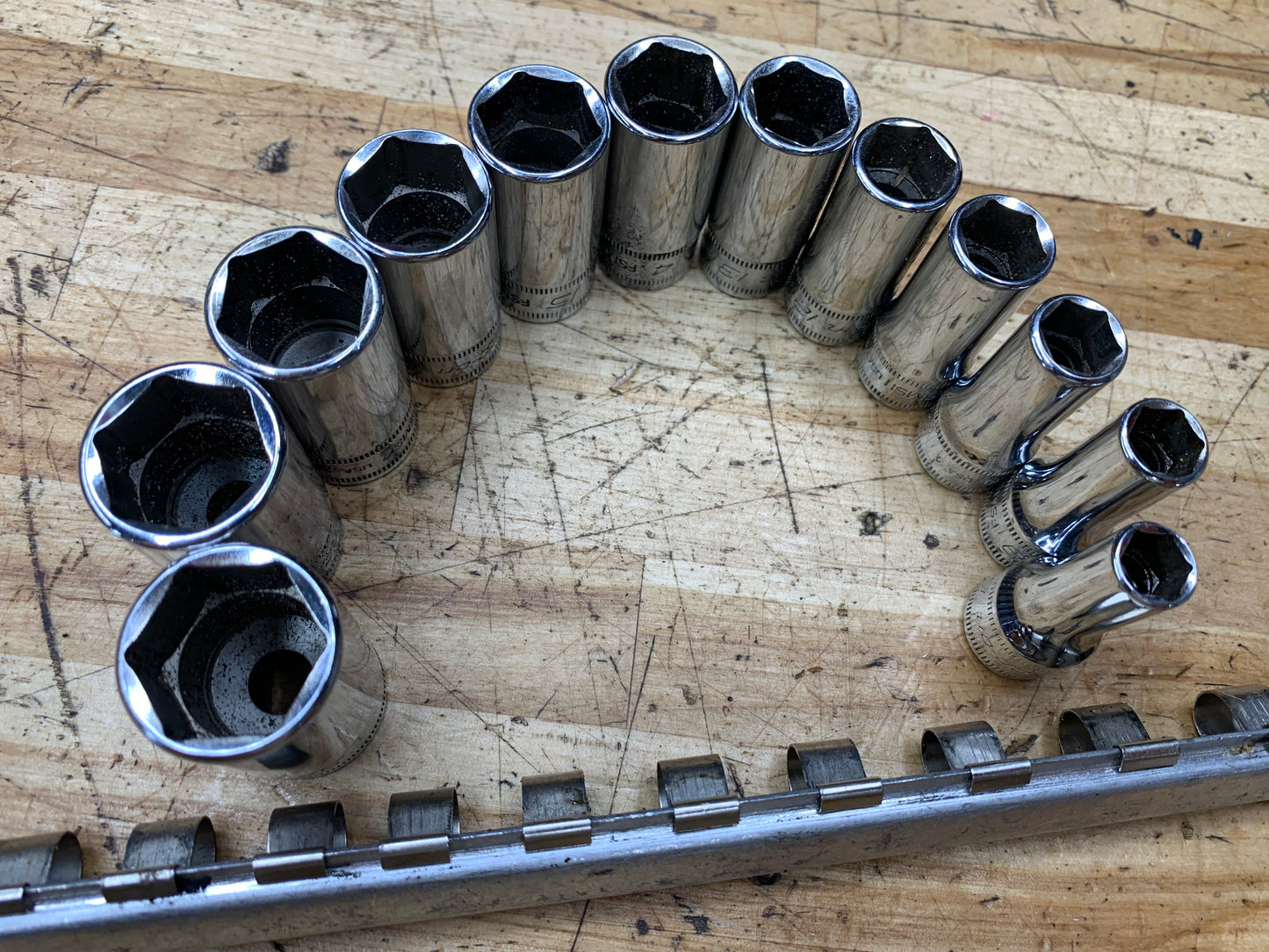 Snap On 3/8" Metric Semi Deep Socket Set 12pc USA 212FSMSY