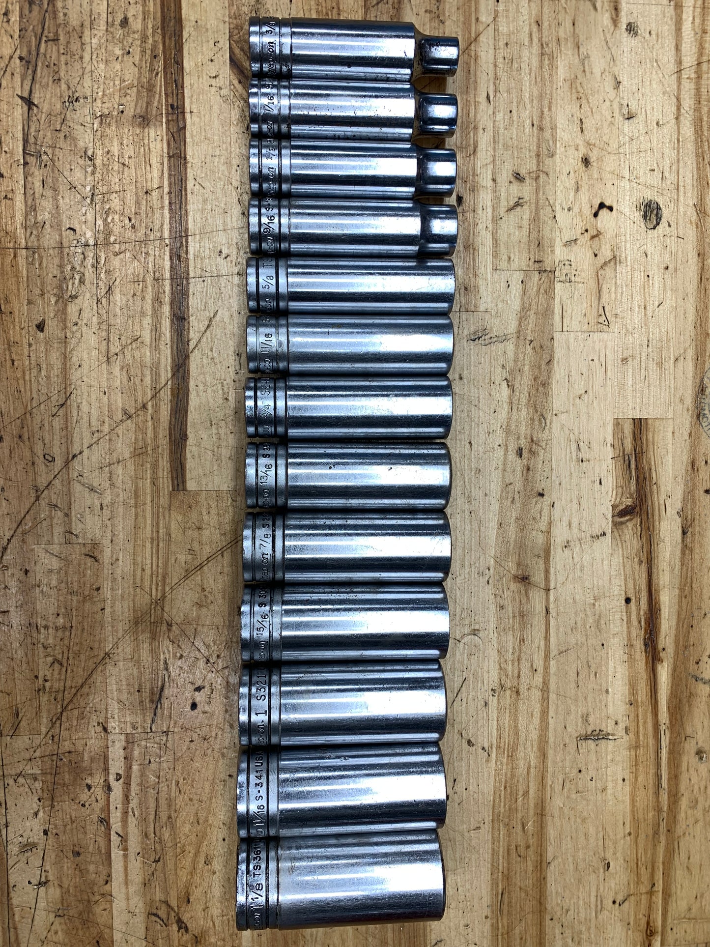 Snap On 1/2” SAE Deep Socket Set 13pc USA 313TSY