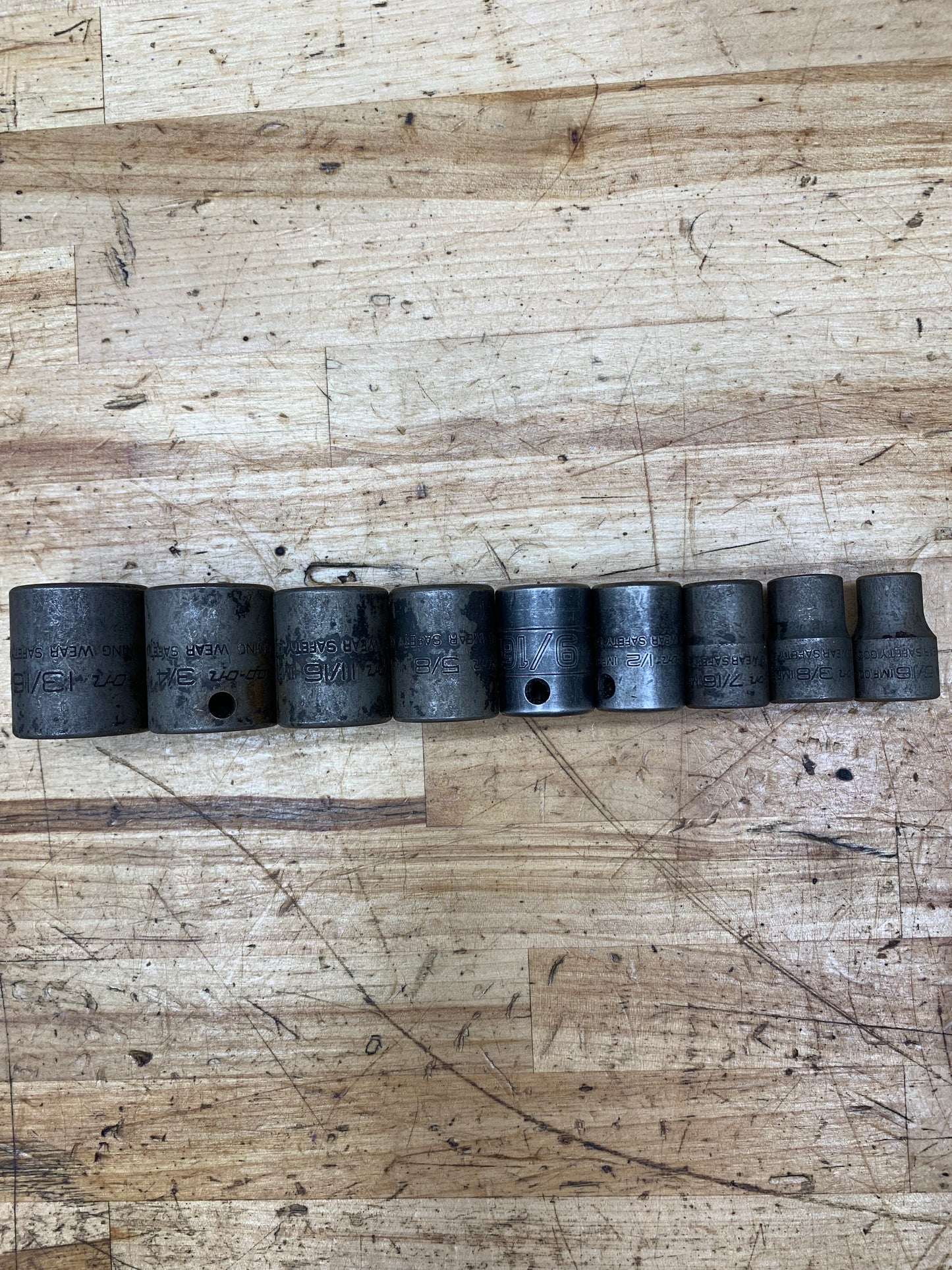 Snap On 3/8" SAE Impact Shallow Socket Set USA 5/16"-13/16" 9pc USA