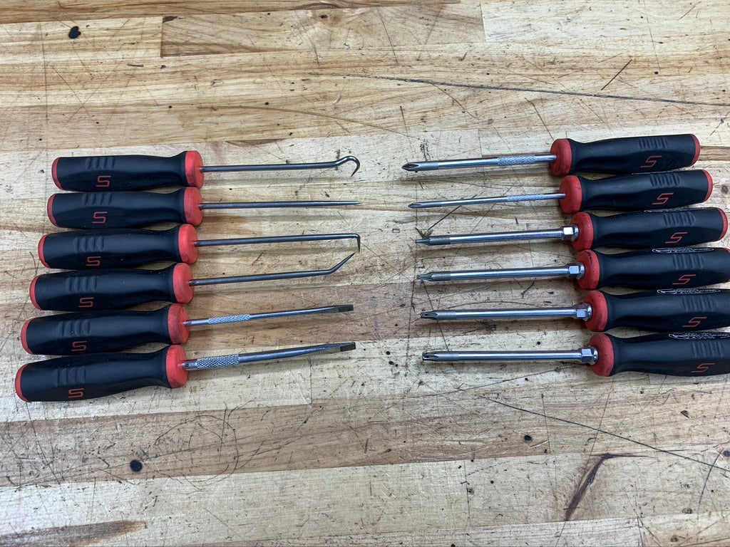 Snap On Grip Vintage Mini Picks, Screwdriver Pouch Set 12pc PAK562420