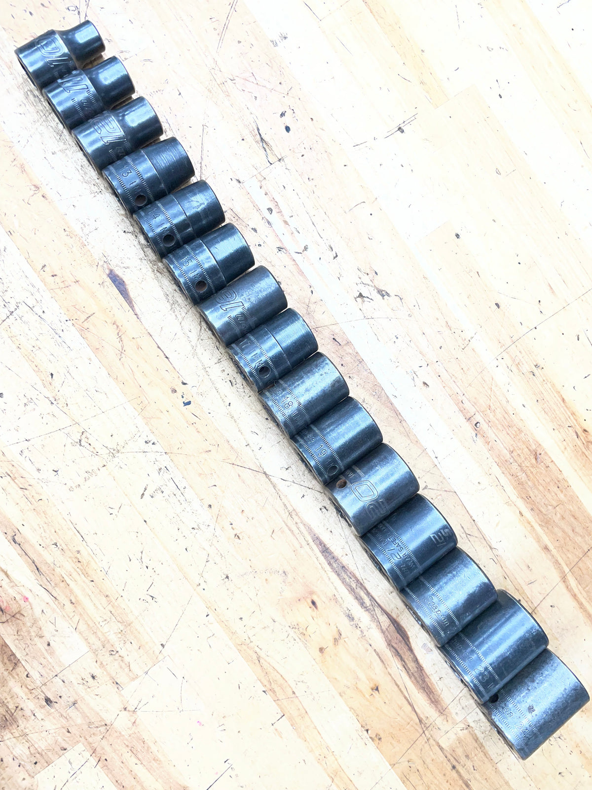 Snap On 1/2” Metric Impact Shallow Socket Set 15pc. 10-24mm USA 315IMMYA