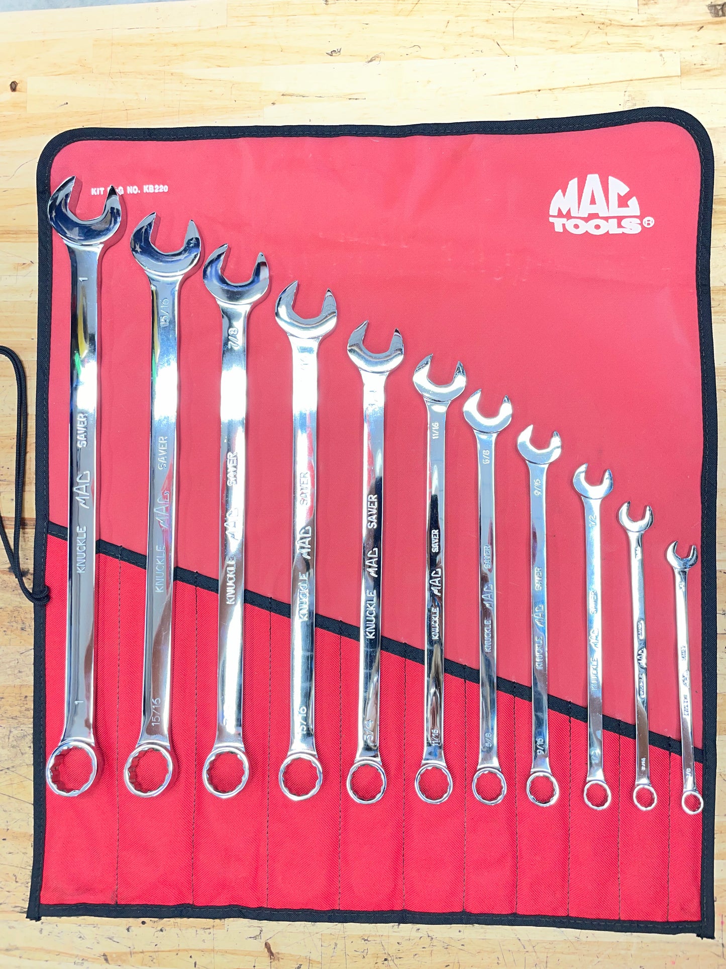 Mac Tools SAE Long Pattern Combo Wrench Set 11pc 3/8”-1” USA LIKE NEW SCL11LKS
