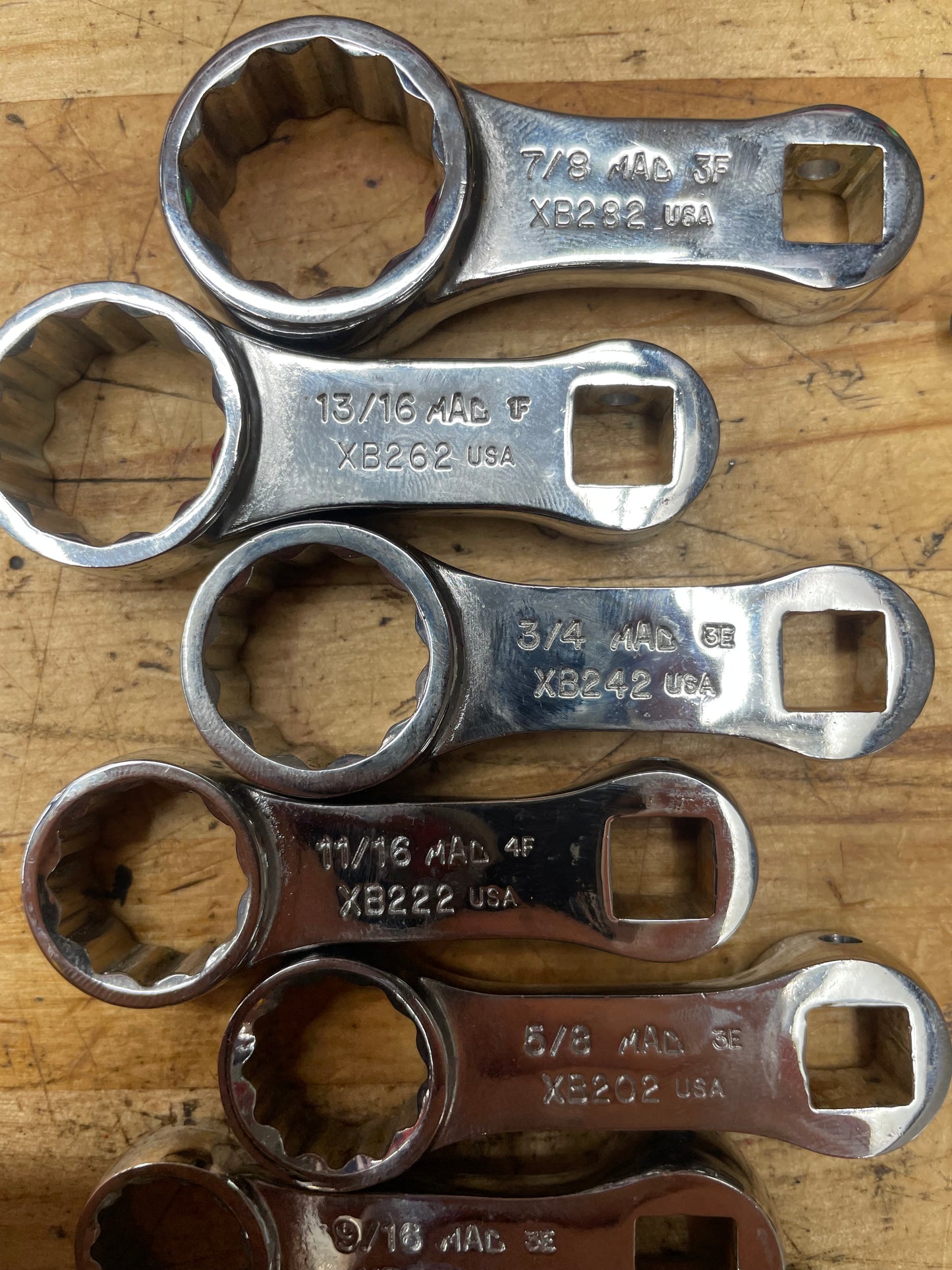 Mac Tools 3/8” SAE Torque Adapter Crowsfoot Set 9pc 3/8”-7/8” USA  SXB92H