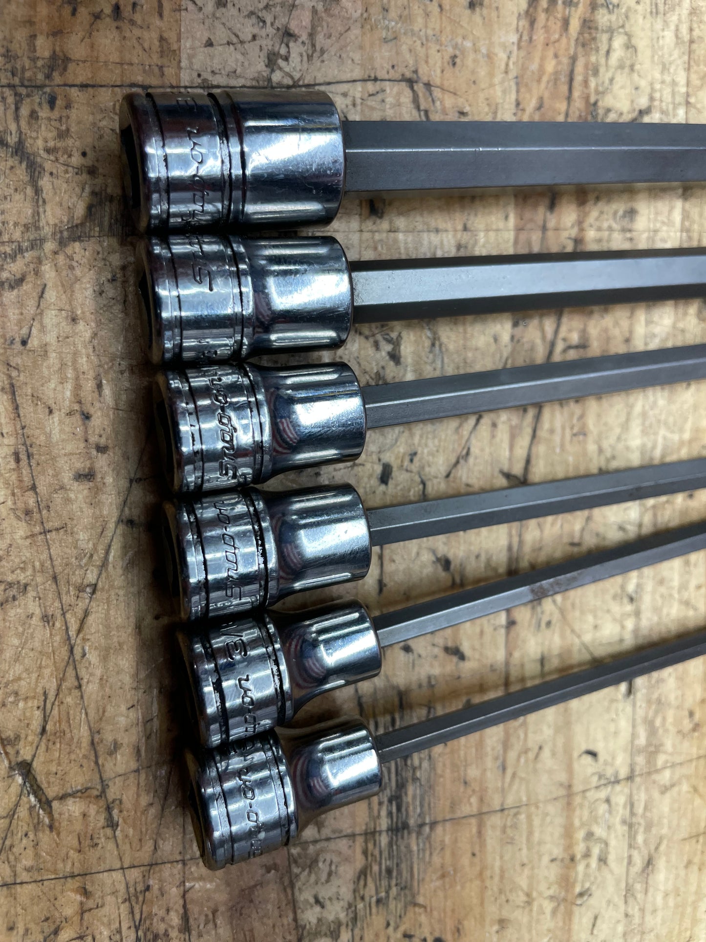 Snap On SAE Long Hex Ball End 3/8” Socket Set 6pc. USA 206EFABL
