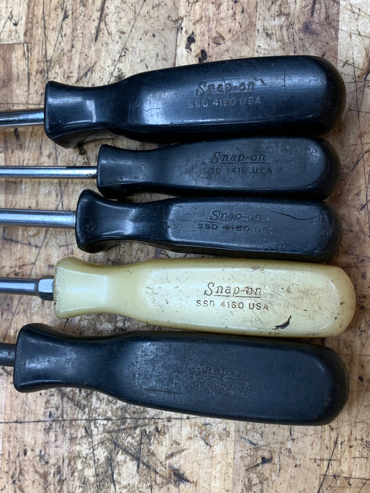 Snap On Long Screwdriver Set 5pc Vintage Hard Handle USA