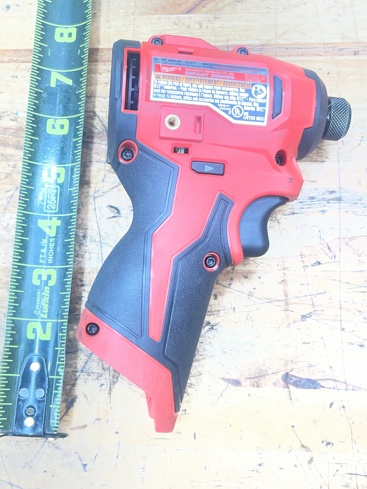 Milwaukee M12 1/4" Internal Hex Bit Impact Driver Brushless 3450-20