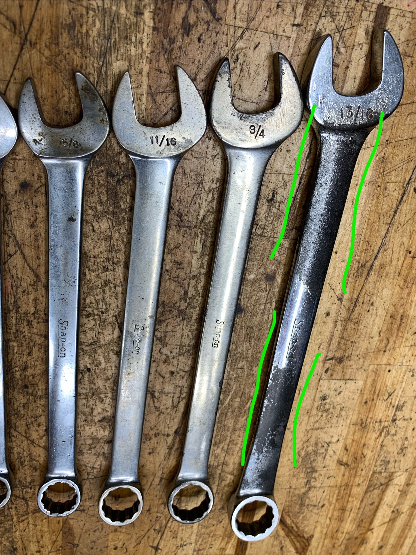 Snap On SAE Combo Wrench Set 10pc. 5/16" to 13/16" USA