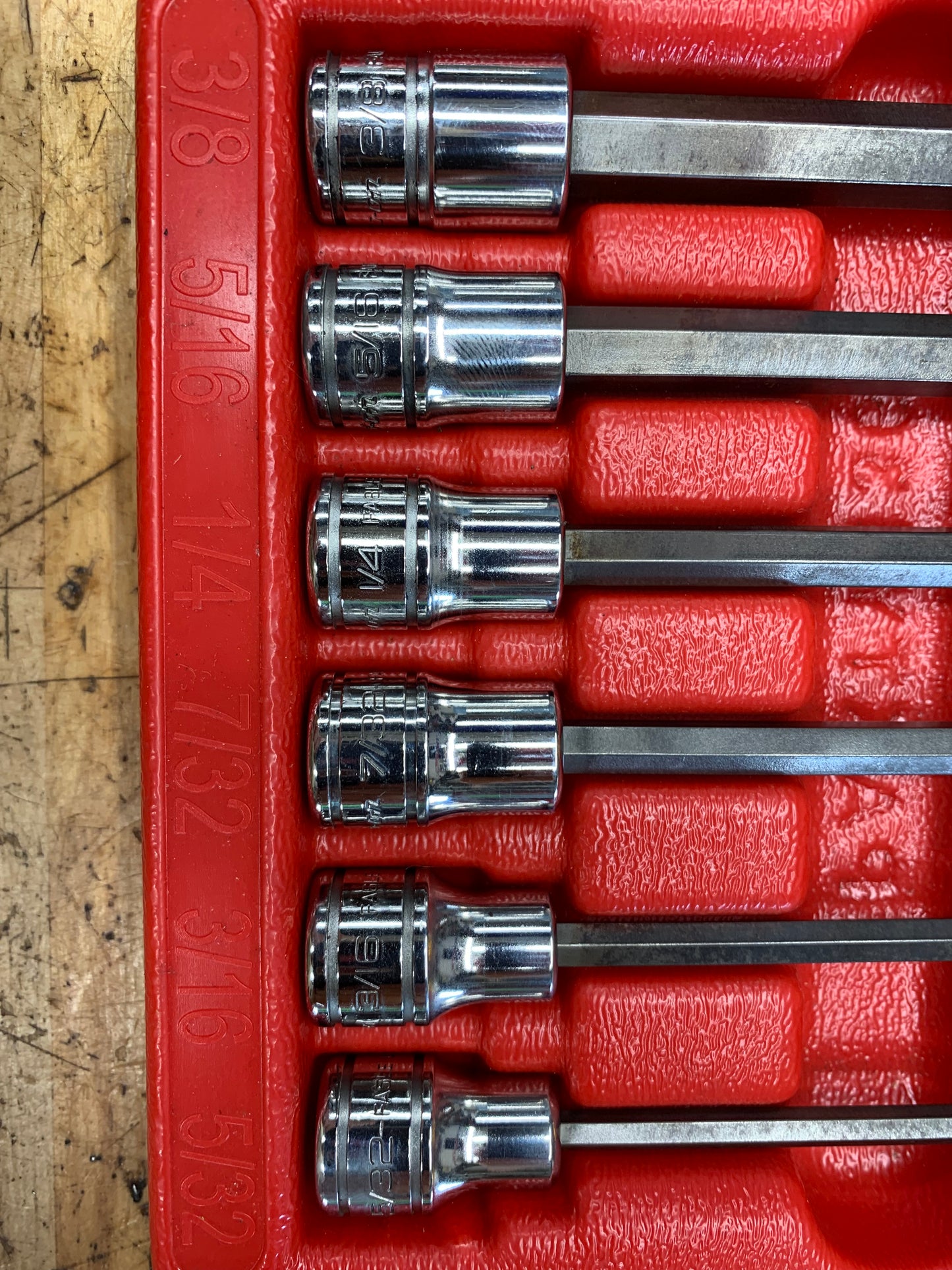 Snap On 3/8" SAE Long Hex Socket Set 6pc USA 206EFAL