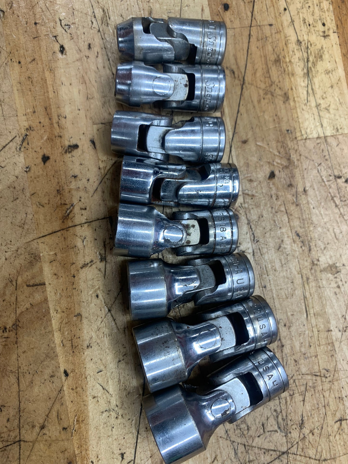 Snap On 3/8” SAE Universal Swivel Sockets 8pc USA