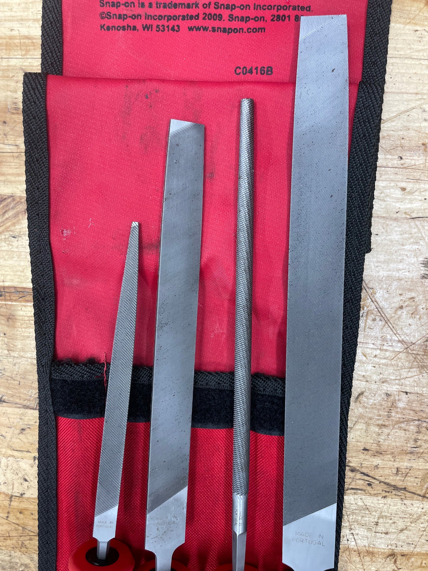 Snap On File Set Bastard Cut Instinct Handle 4pc USA C0416B