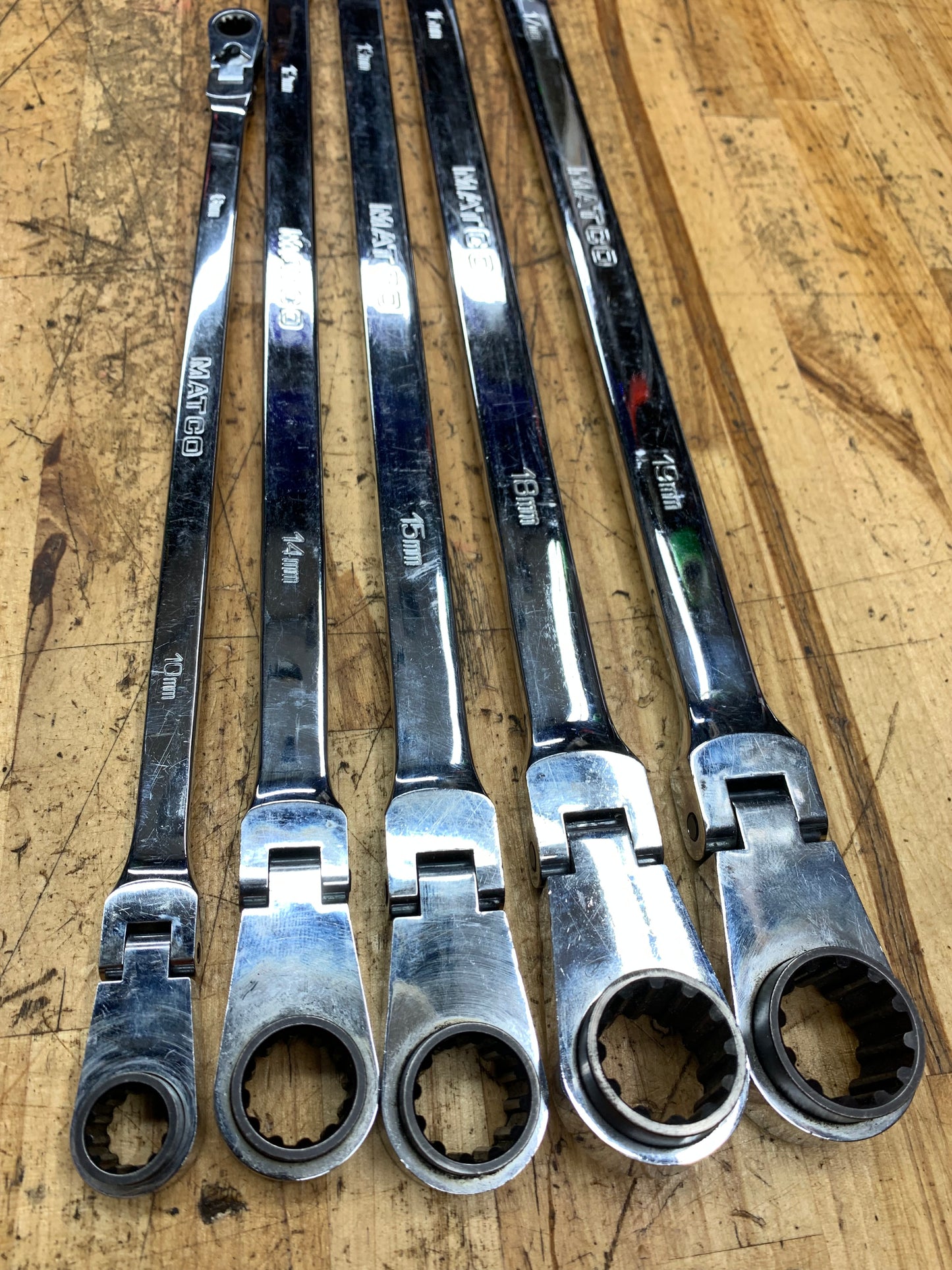 Matco Metric Long Ratcheting Flex Head Wrench Set 5pc SRFBXLM52TA