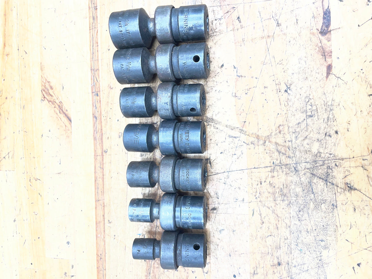 Snap On 3/8” SAE Impact Swivel Universal Impact Socket Set 3/8”-3/4” USA 207IPF
