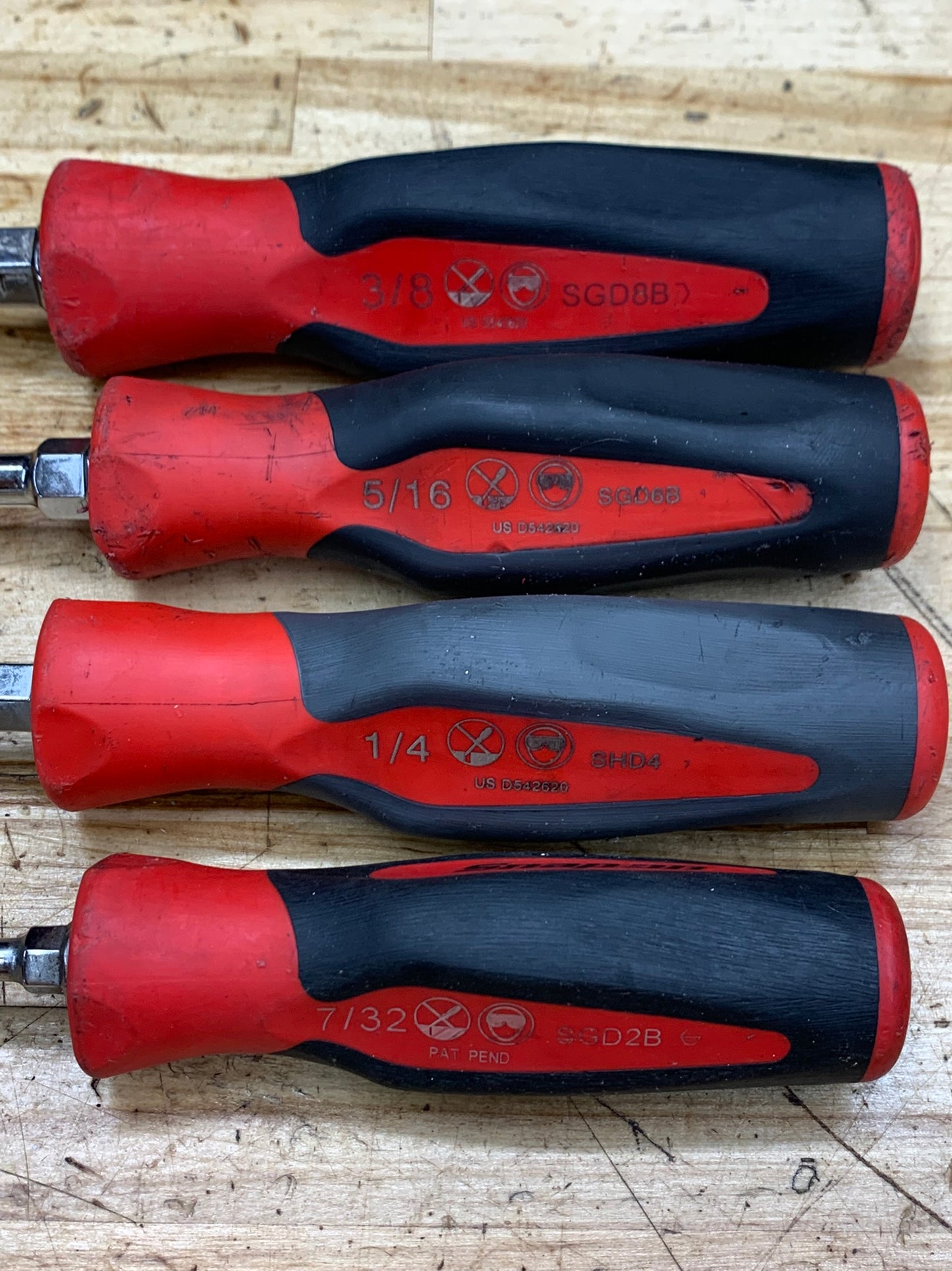 Snap On 4pc Flathead Instinct Handle Screwdriver Set USA