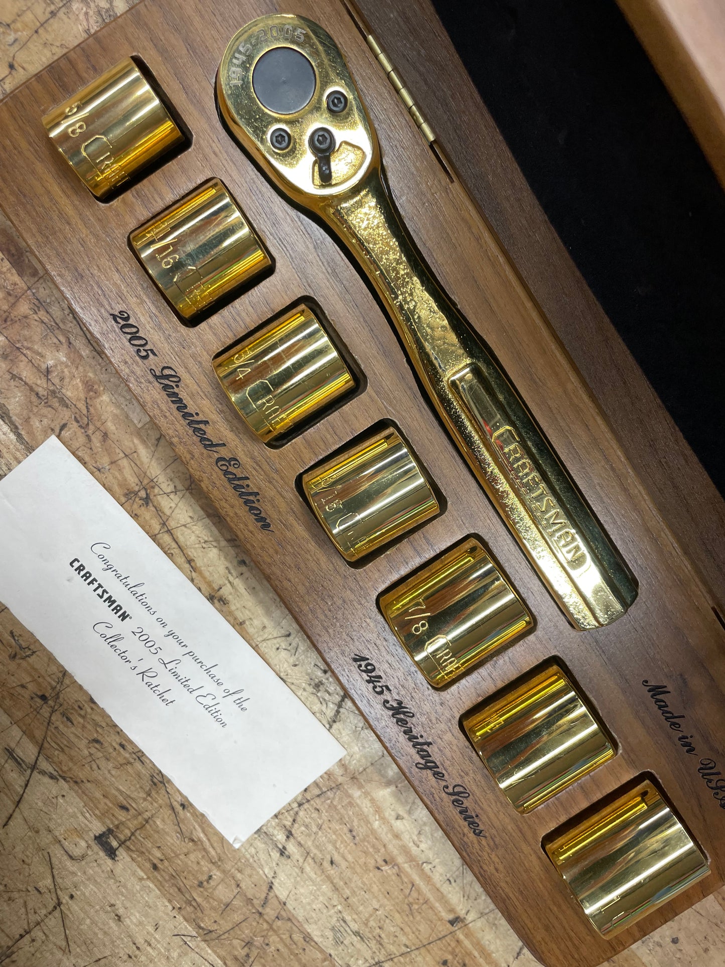 Craftsman Tools 1945 to 2005 Heritage Limited Edition 24k Gold Plated  Ratchet/Socket Set USA