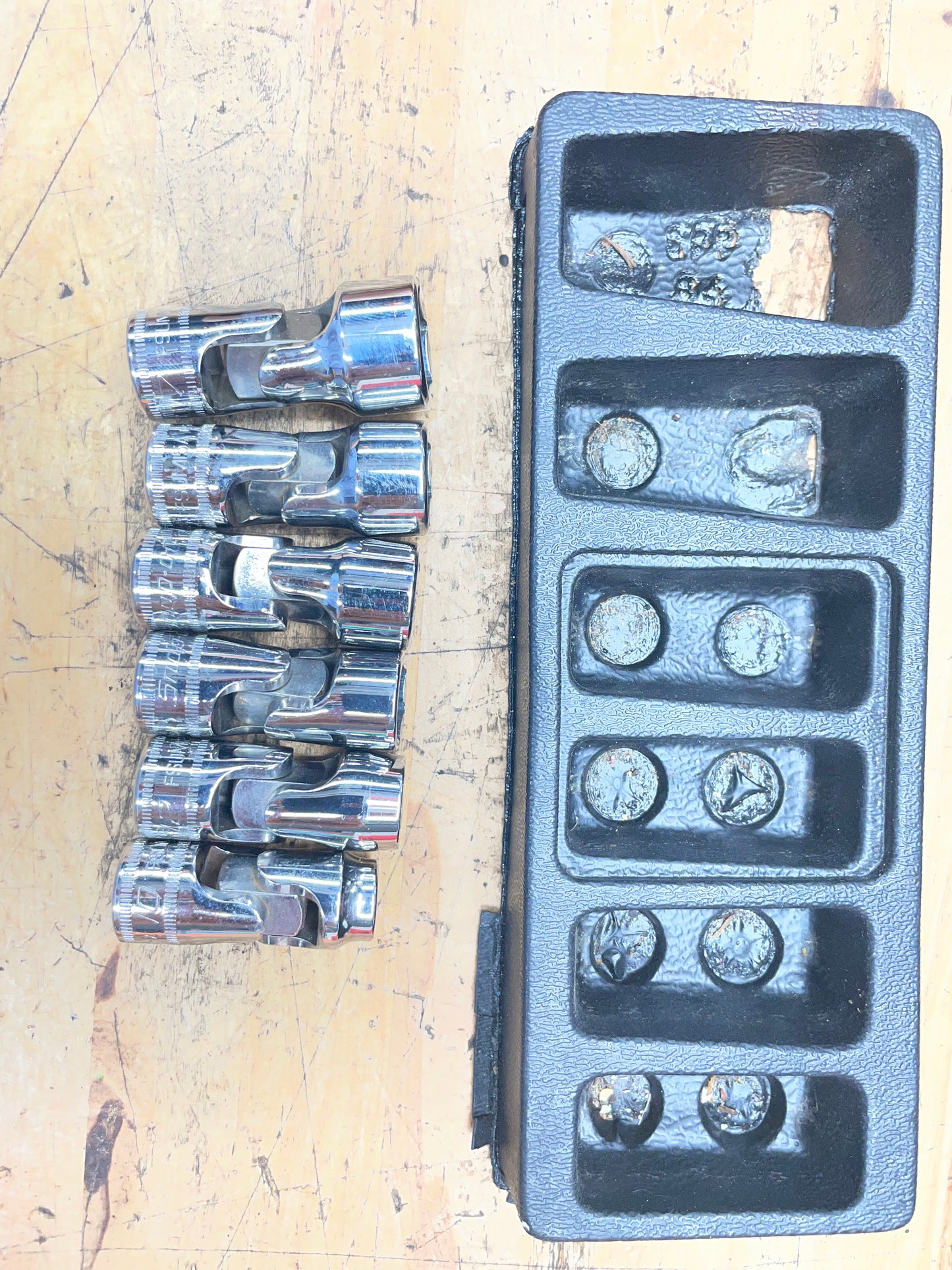 Snap On 3/8” Metric Universal Swivel Chrome Socket Set 6pc USA 206FSUMA