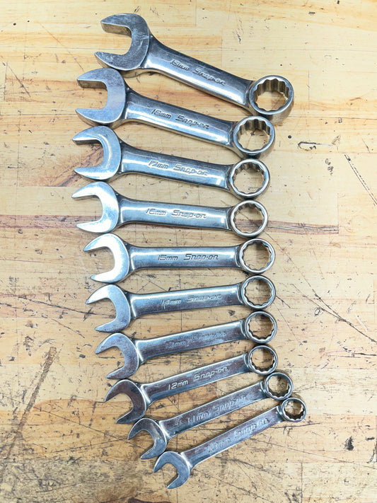 Snap On Metric Stubby Wrench Set 10-19mm 10pc USA OXIM710B