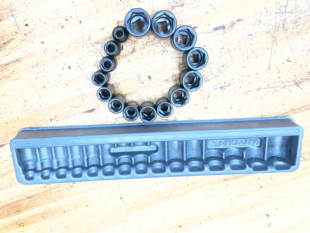 Snap On 1/2” Metric Impact Shallow Socket Set 15pc. 10-24mm LIKE NEW USA 315IMMYA