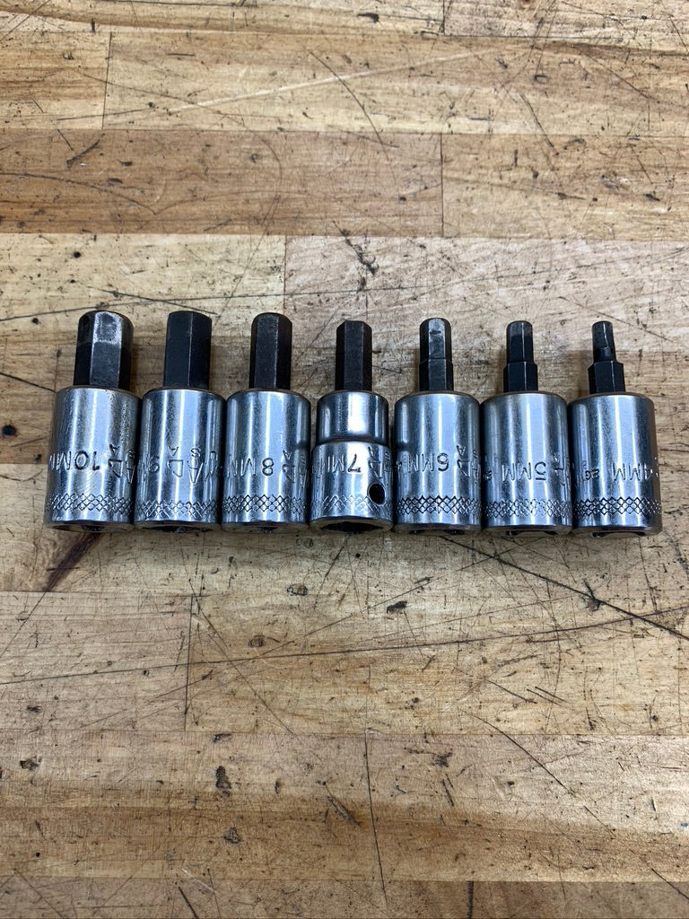 Mac Tools 3/8" Metric Hex Allen Bit Socket Set 7pc USA
