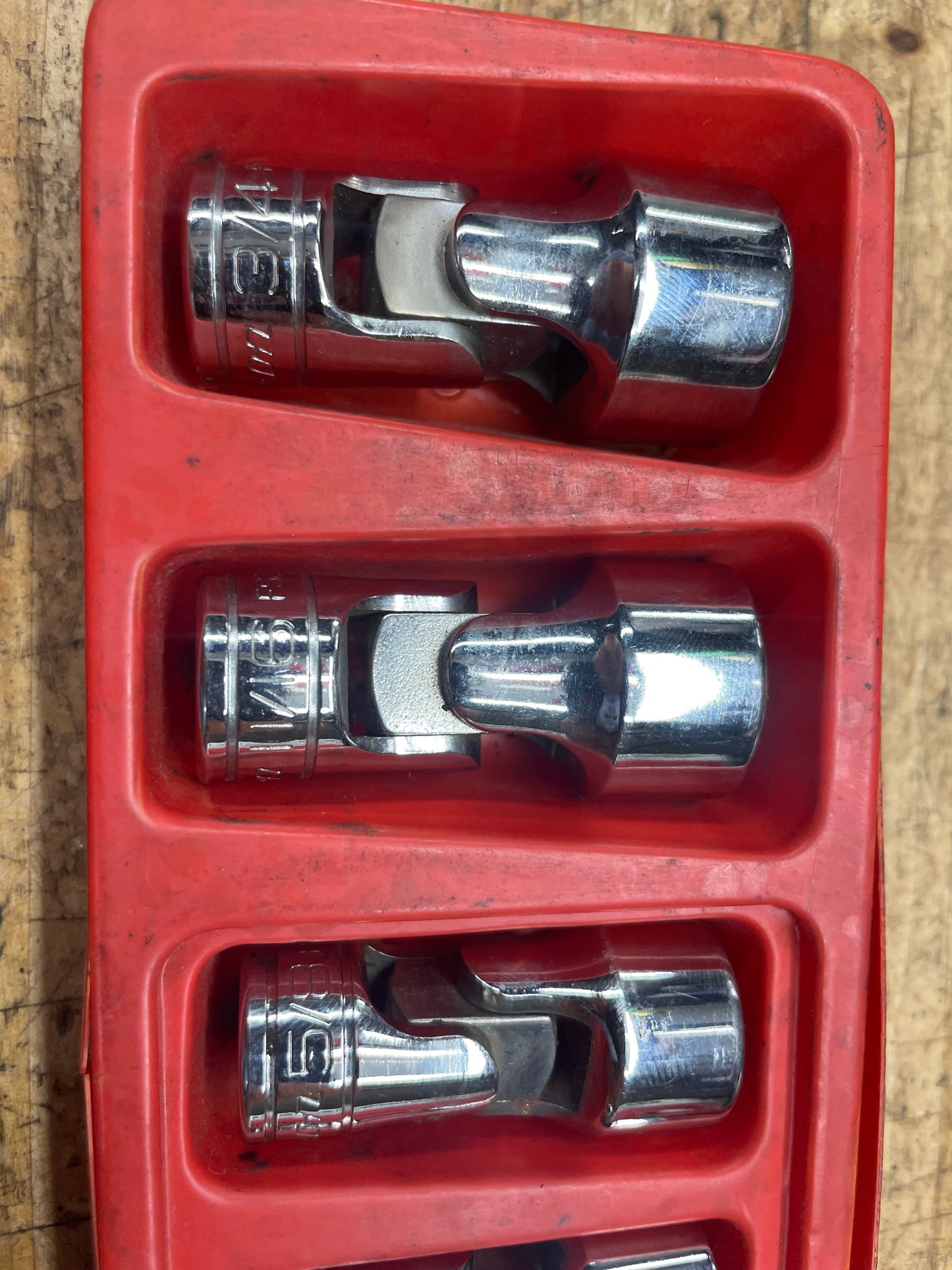 Snap On 3/8” SAE Universal Swivel Chrome Socket Set 6pc USA 206AFSA