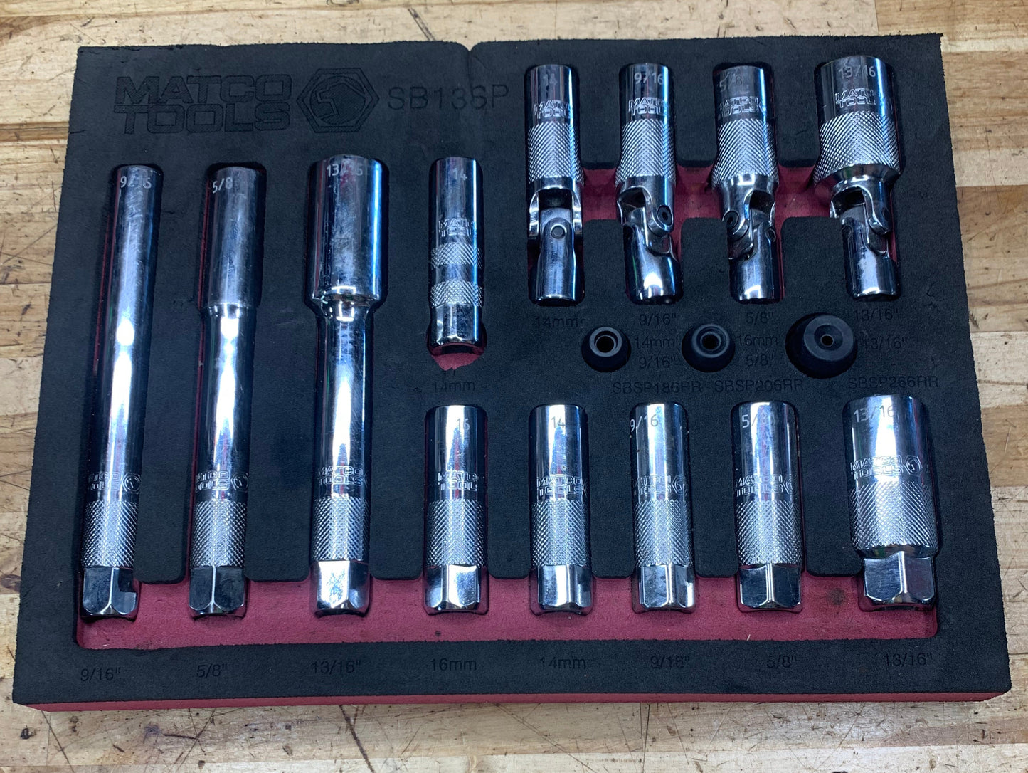 Matco Master Spark Plug Socket Set Foam SB13SP