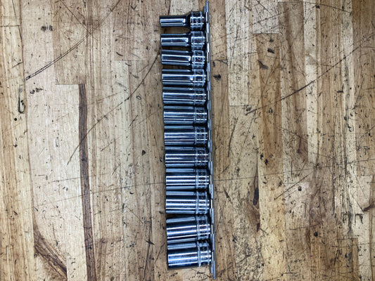 Snap On 3/8" Metric Semi Deep Socket Set 12pc USA 212FSMSY