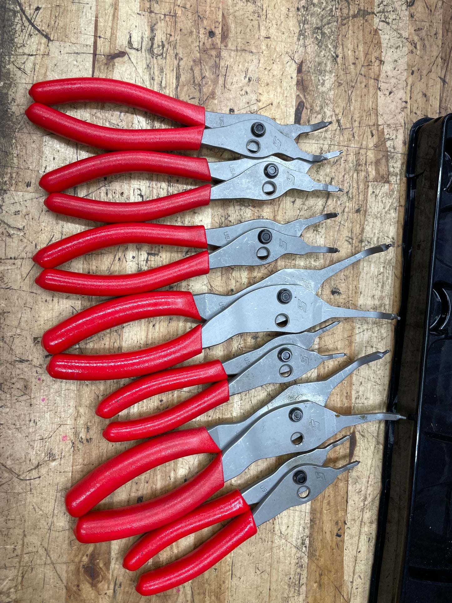 Snap On Snap Ring Pliers Tray 7pc New Detent Pin Hinge USA SRPCR107