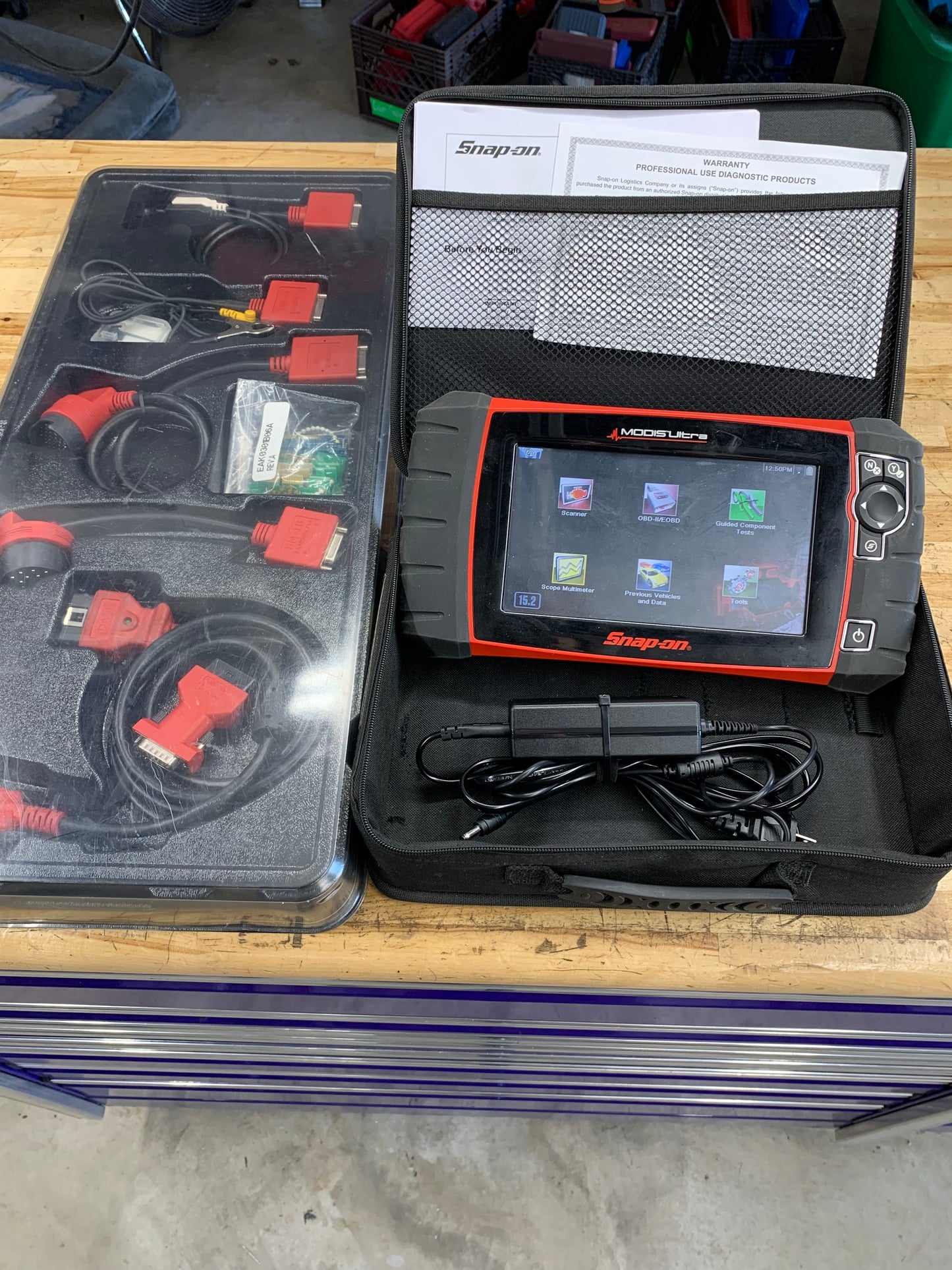 Snap On Modis Ultra Scan Tool OSCILLOSCOPE & European OBD Adapter Tray Set EEMS328