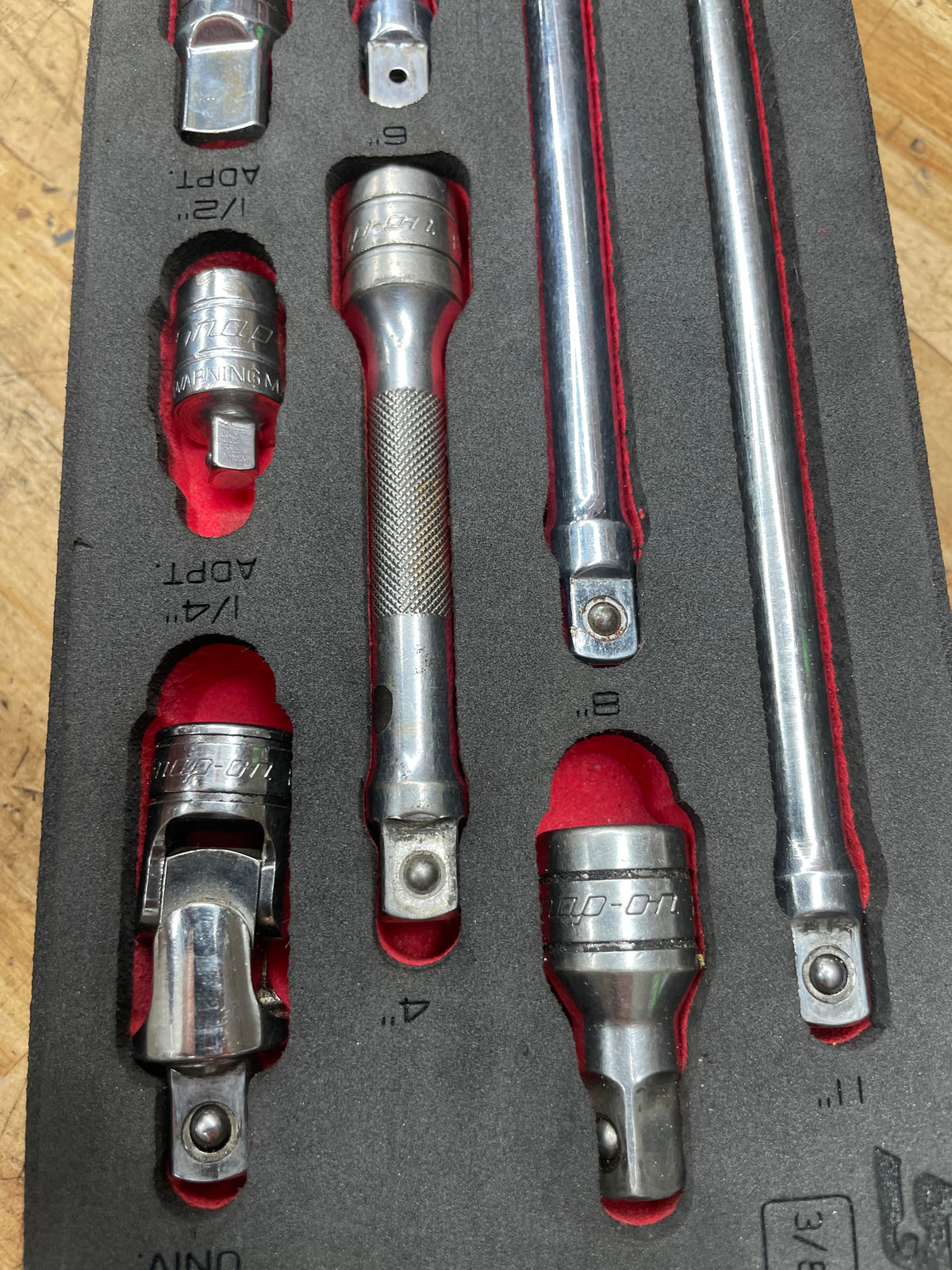Snap On 3/8” Extension/Adapter Set 9pc Foam Tray USA 209AFXAFR