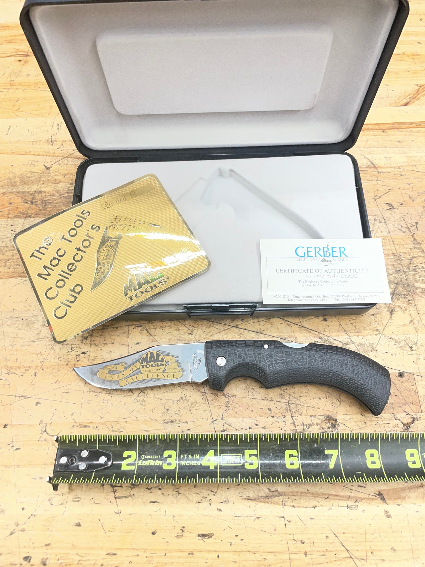 Vintage Gerber Mac Tools 54th Anniversary Commemorative Pocket Knife 1938-1992 Limited Edition #134/3500 w/ Case USA