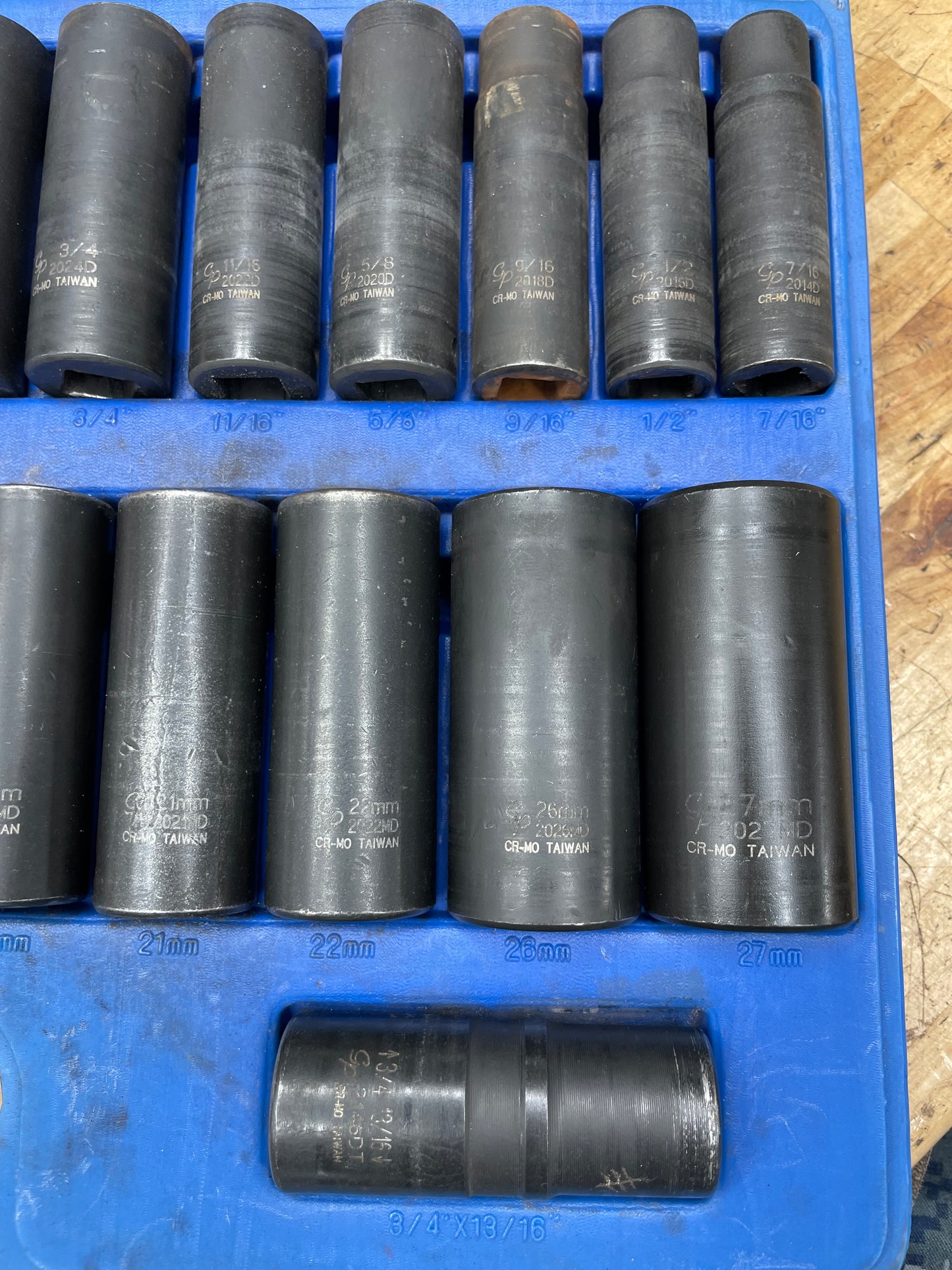 GP 1/2” Metric/SAE Deep Impact Socket Sets Grey Pneumatic 1512DM