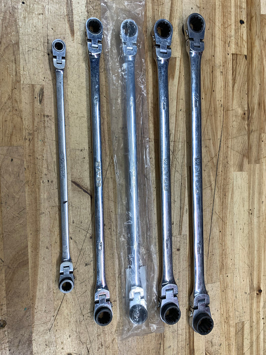 Matco* XL Metric Flex Head Ratcheting Wrench Set 5pc. 8-19mm