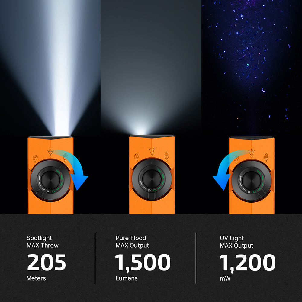 Olight ArkPro EDC Flashlight 1500 Lumens UV Laser Flat Unibody  Orange BRAND NEW