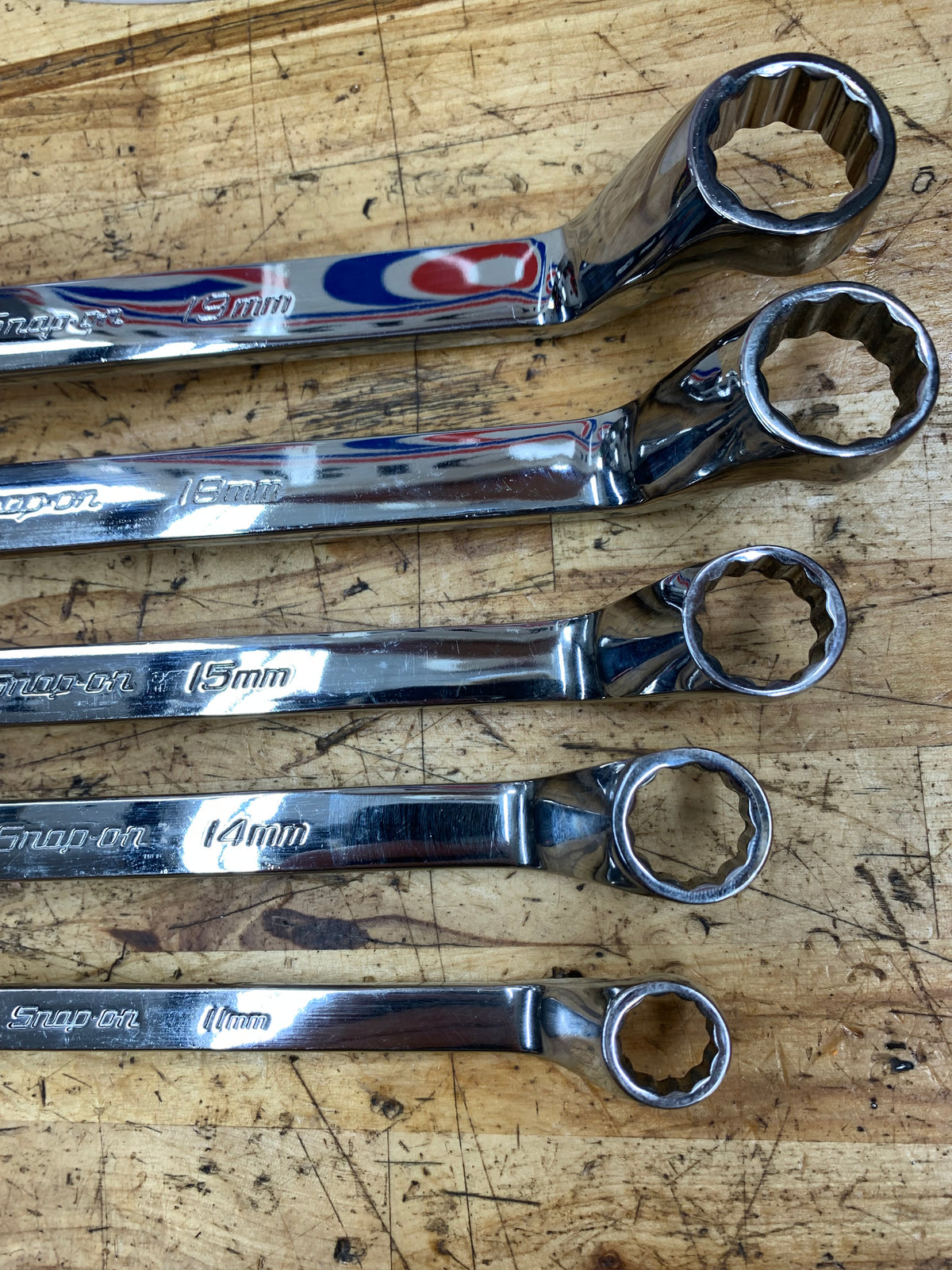 Snap On Metric 60 Degree Deep Offset Box Wrench Set 5pc 10-19mm USA NICE XOM605