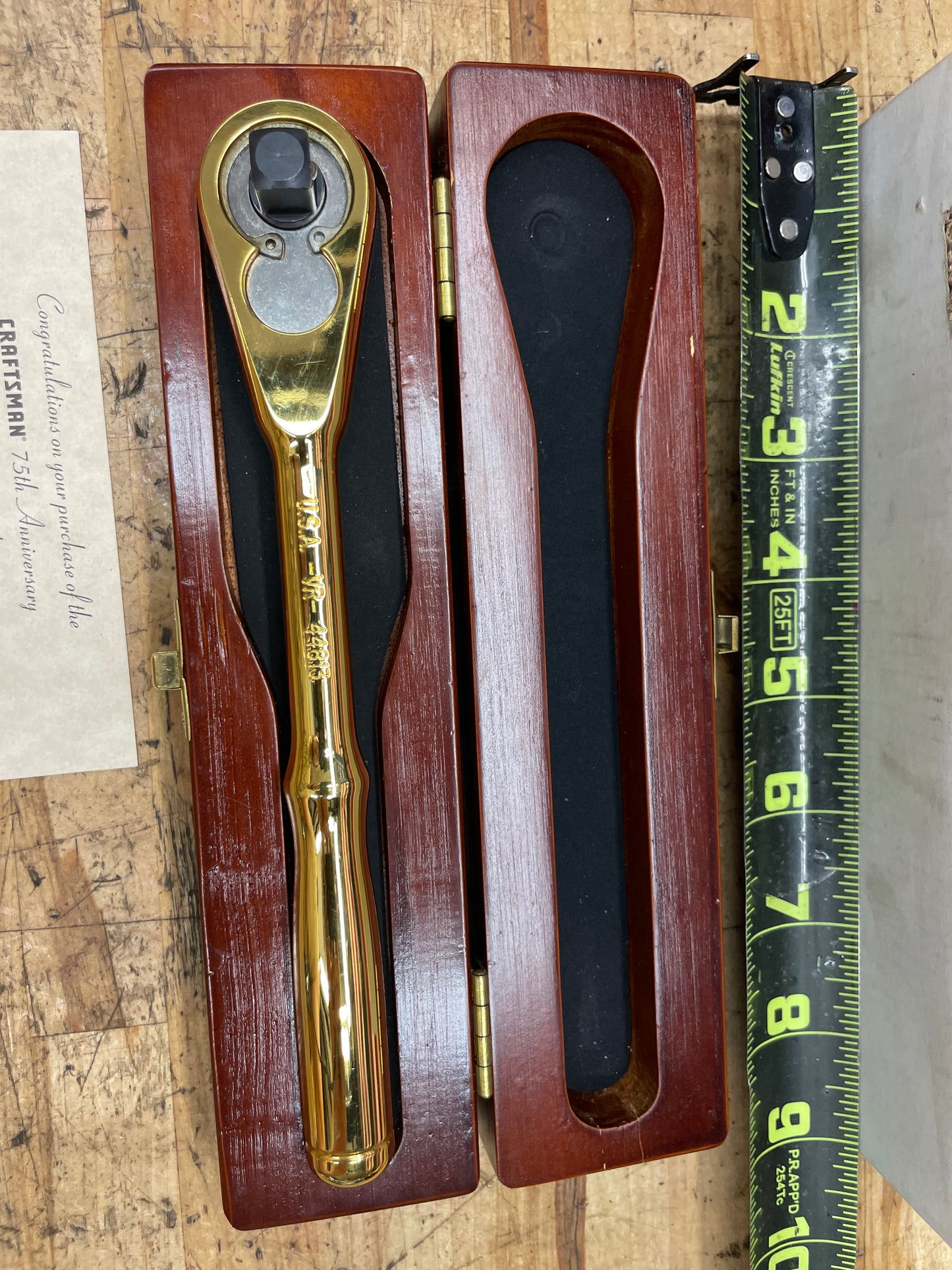 Craftsman Tools 75th Anniversary 2002 Limited Edition 22k Gold Plated Ratchet  USA VR44813