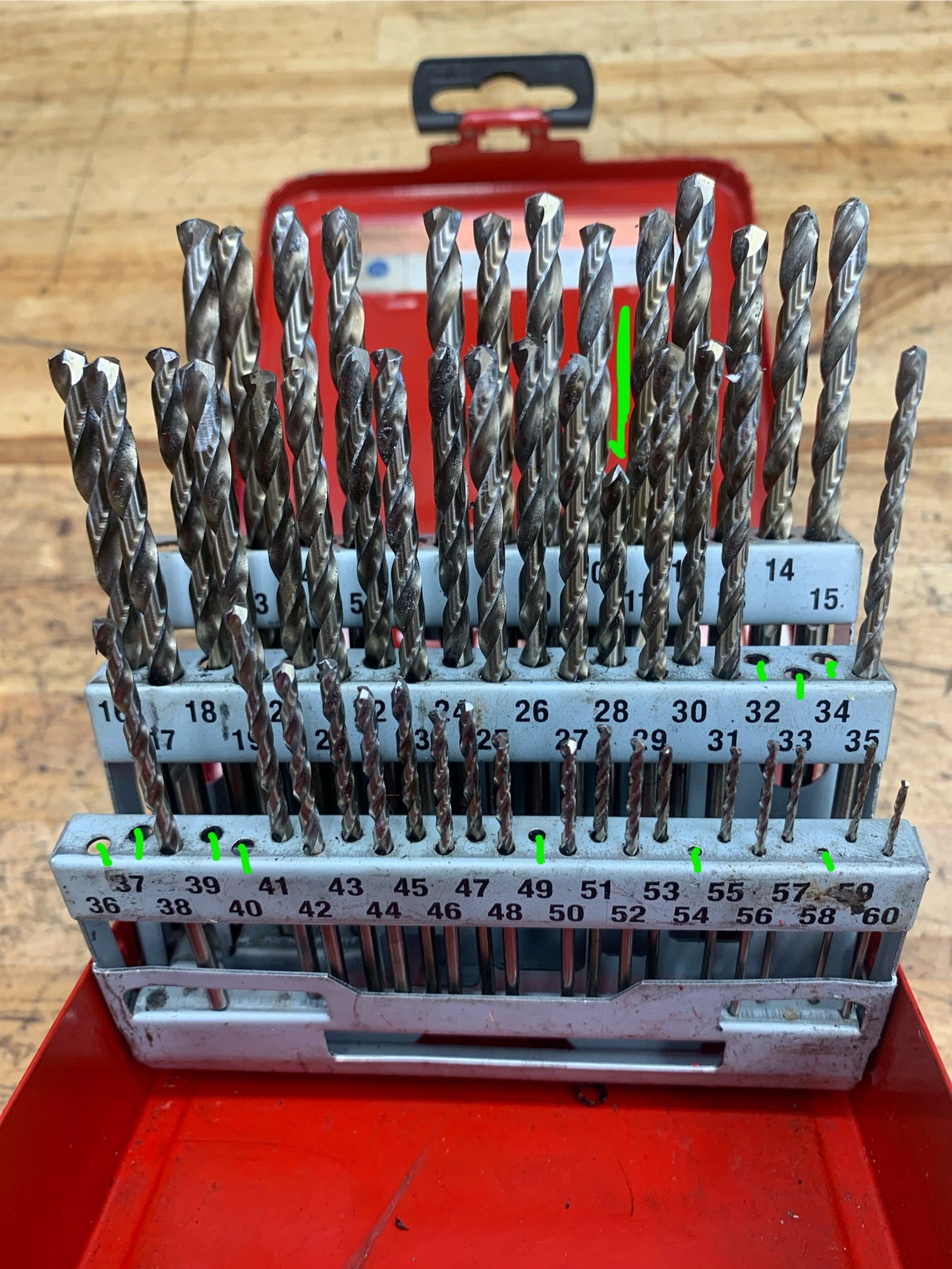 Snap On 60pc Cobalt Wire Gauge Drill Bit Set USA DBC260A