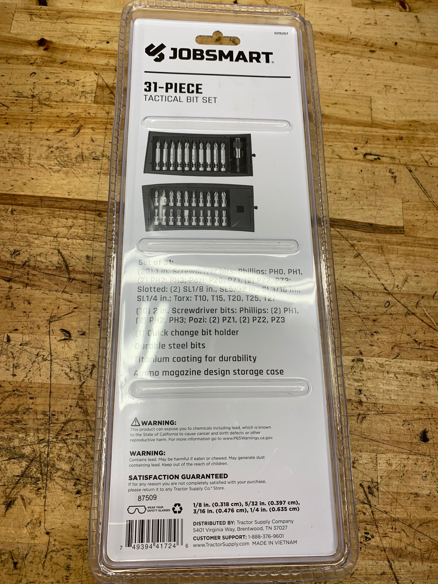 Jobsmart 31pc Magazine Tactical 1/4” Bit Set 6016267