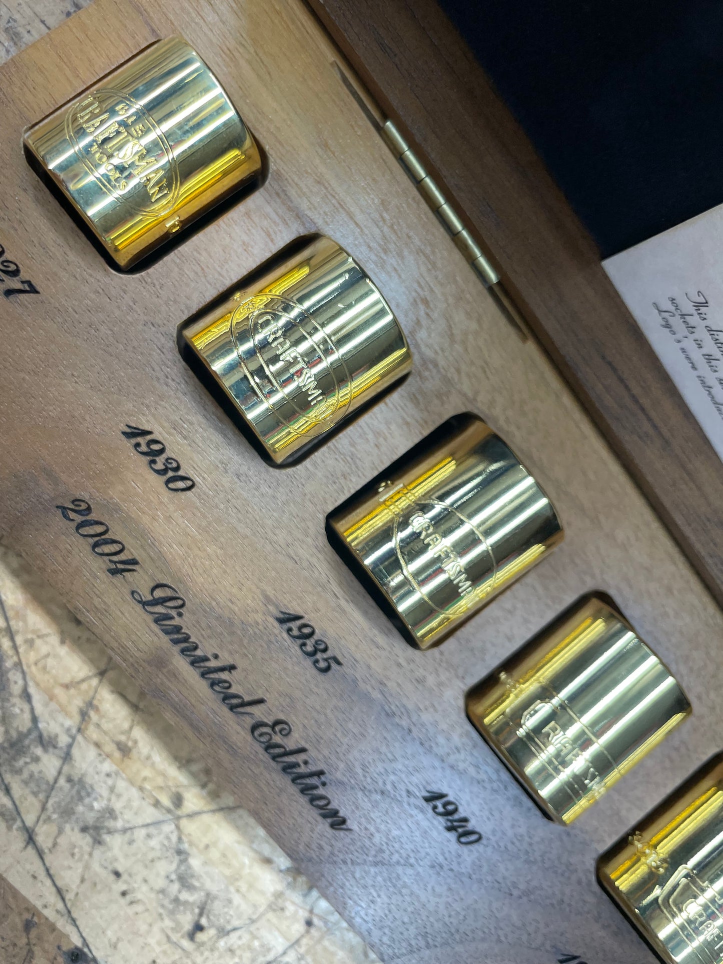Craftsman Tools 2004 Limited Edition 22k Gold Plated SAE Socket Set USA