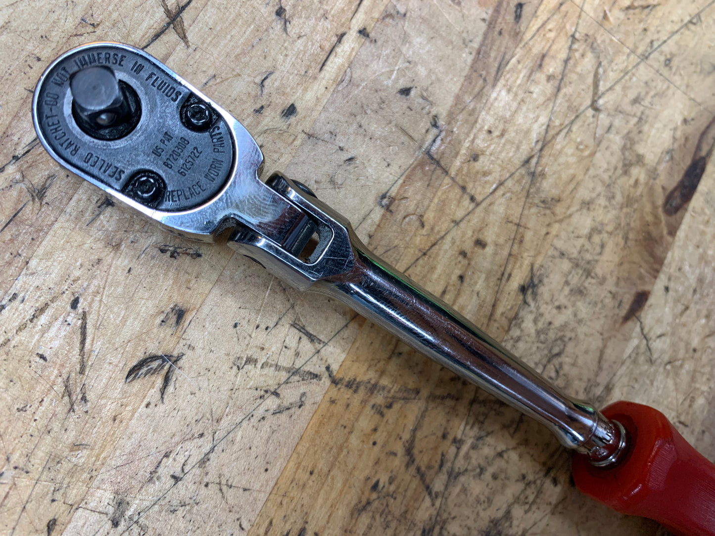 Snap On 1/4” Flex Head Ratchet Red Hard Handle USA THLFD72