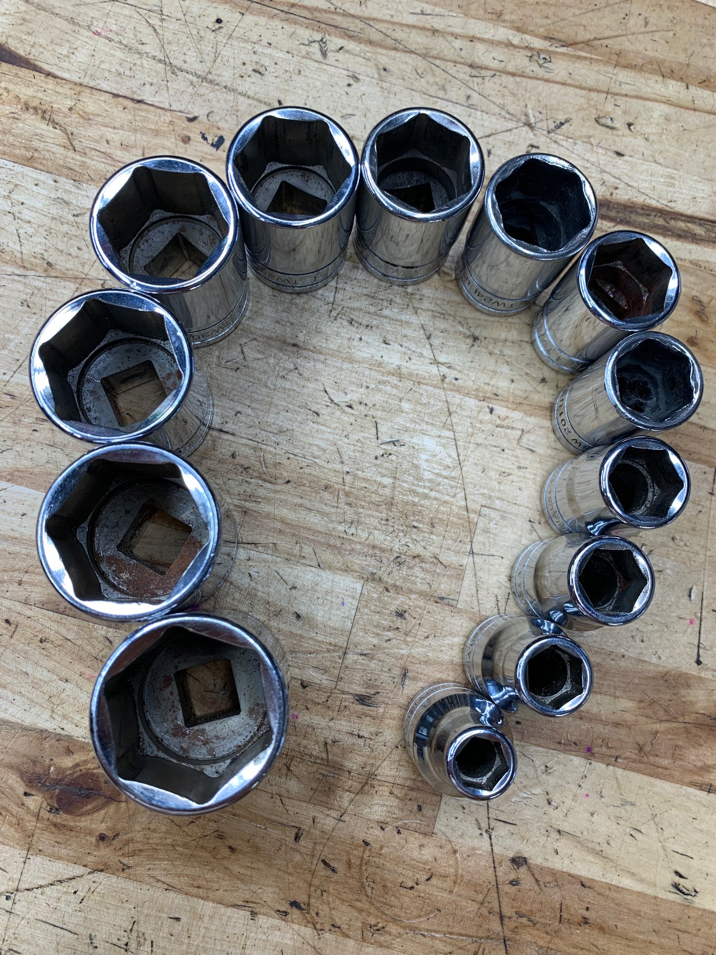 Snap On 1/2" SAE Shallow Socket Set 3/8"-1-1/8" 13pc USA 313SWYA