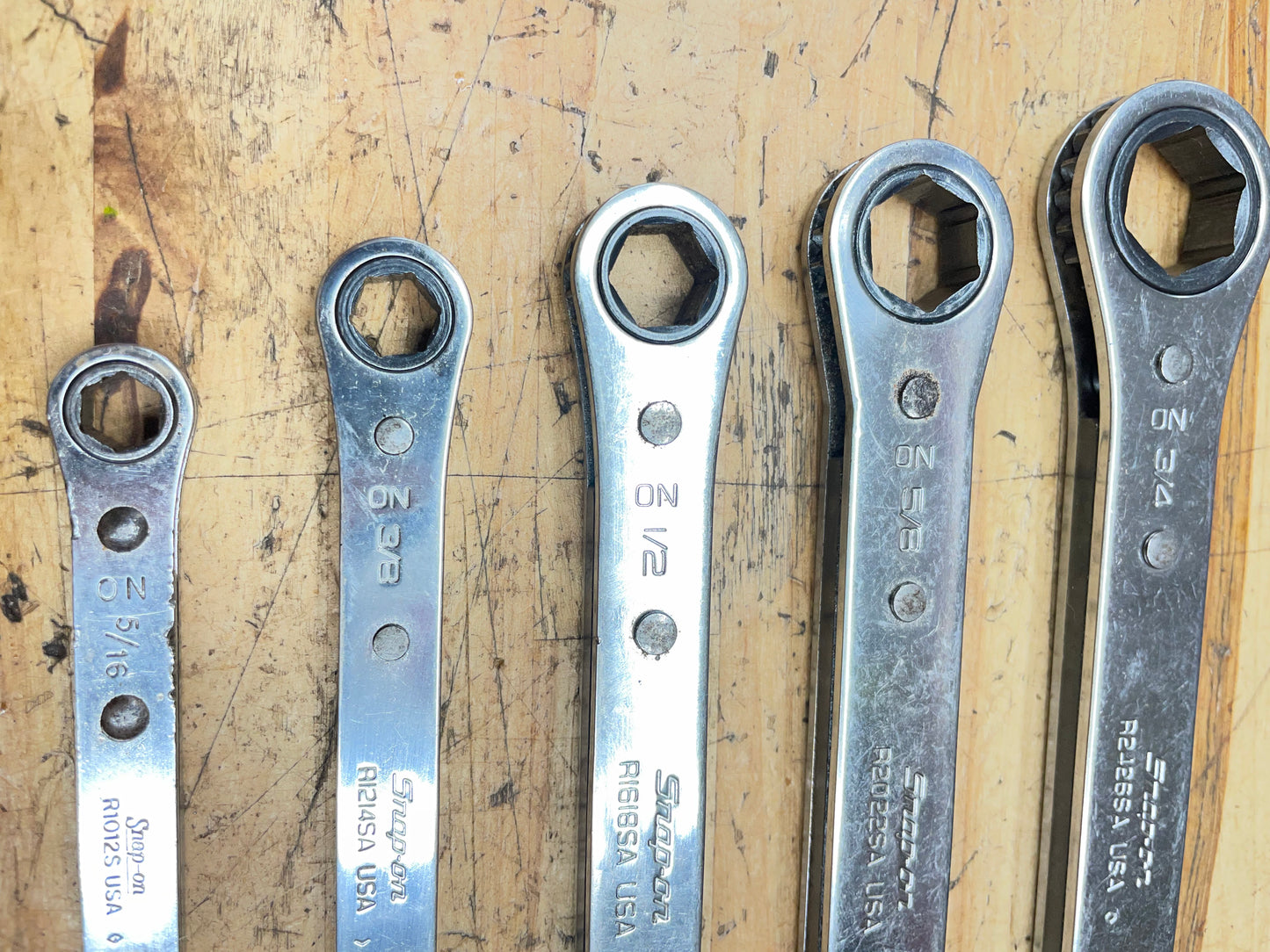Snap On SAE Ratcheting Box Wrench Set 5pc 5/16”-13/16”USA RB605S