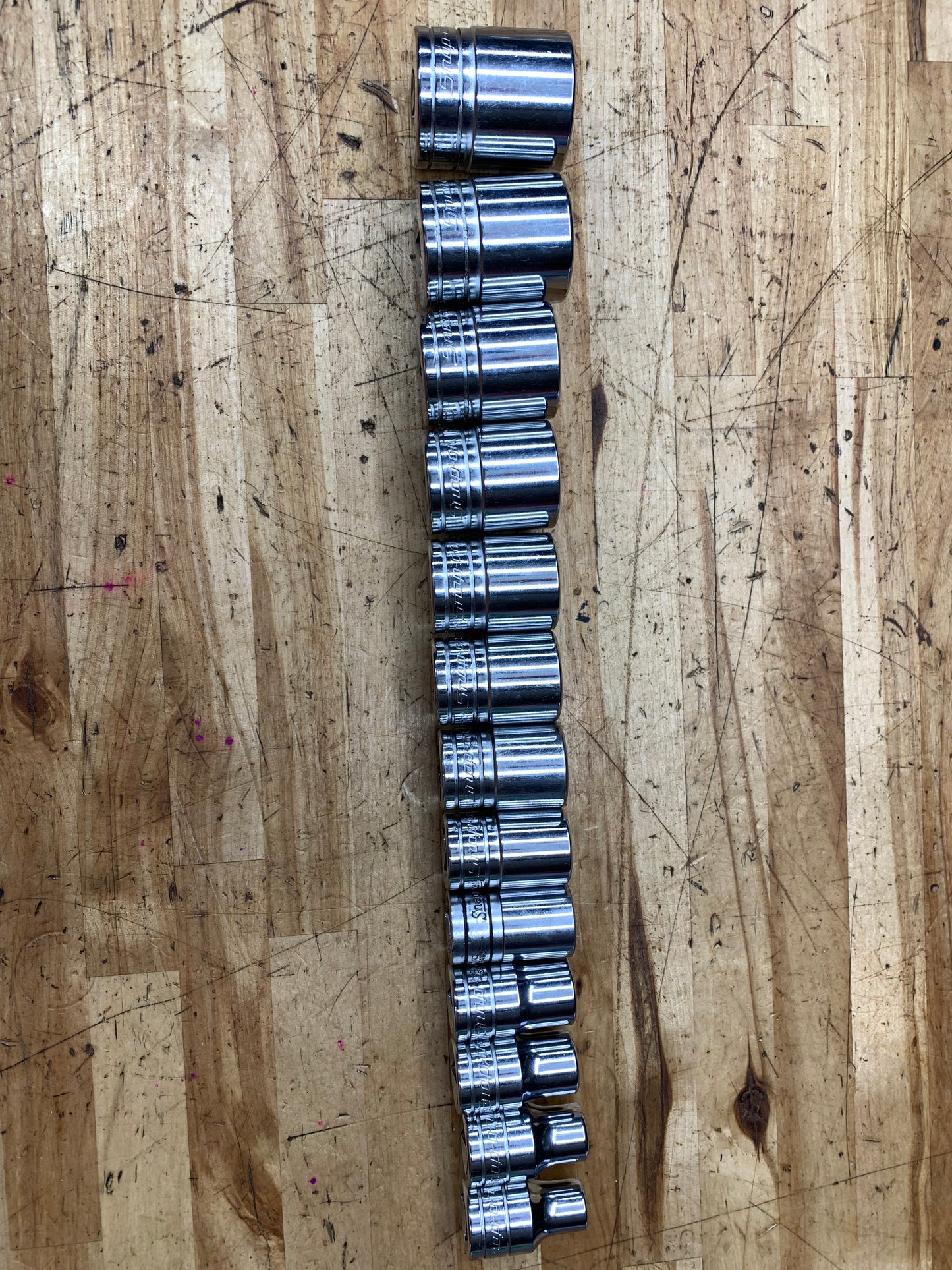 Snap On 1/2" SAE Shallow Socket Set 3/8"-1-1/8" 13pc USA 313SWYA