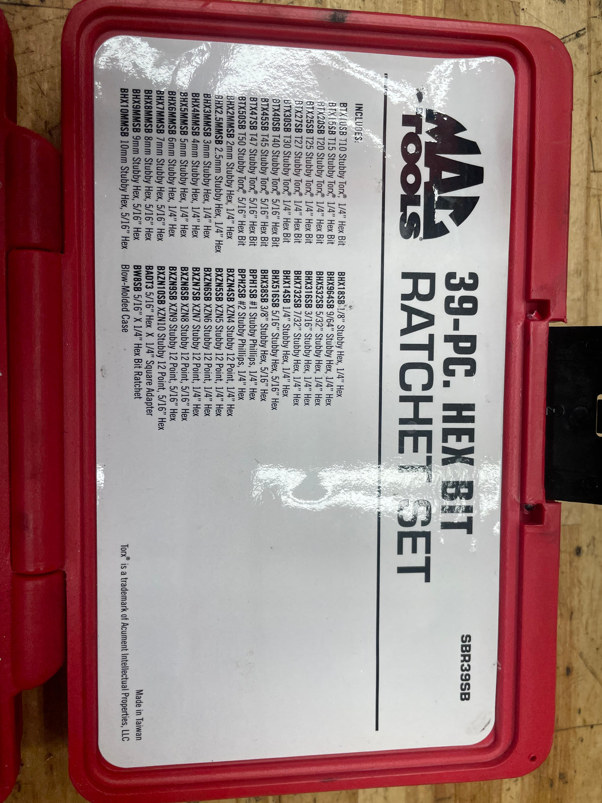 Mac Tools 39pc Hex Bit Ratchet Set SBR39SB